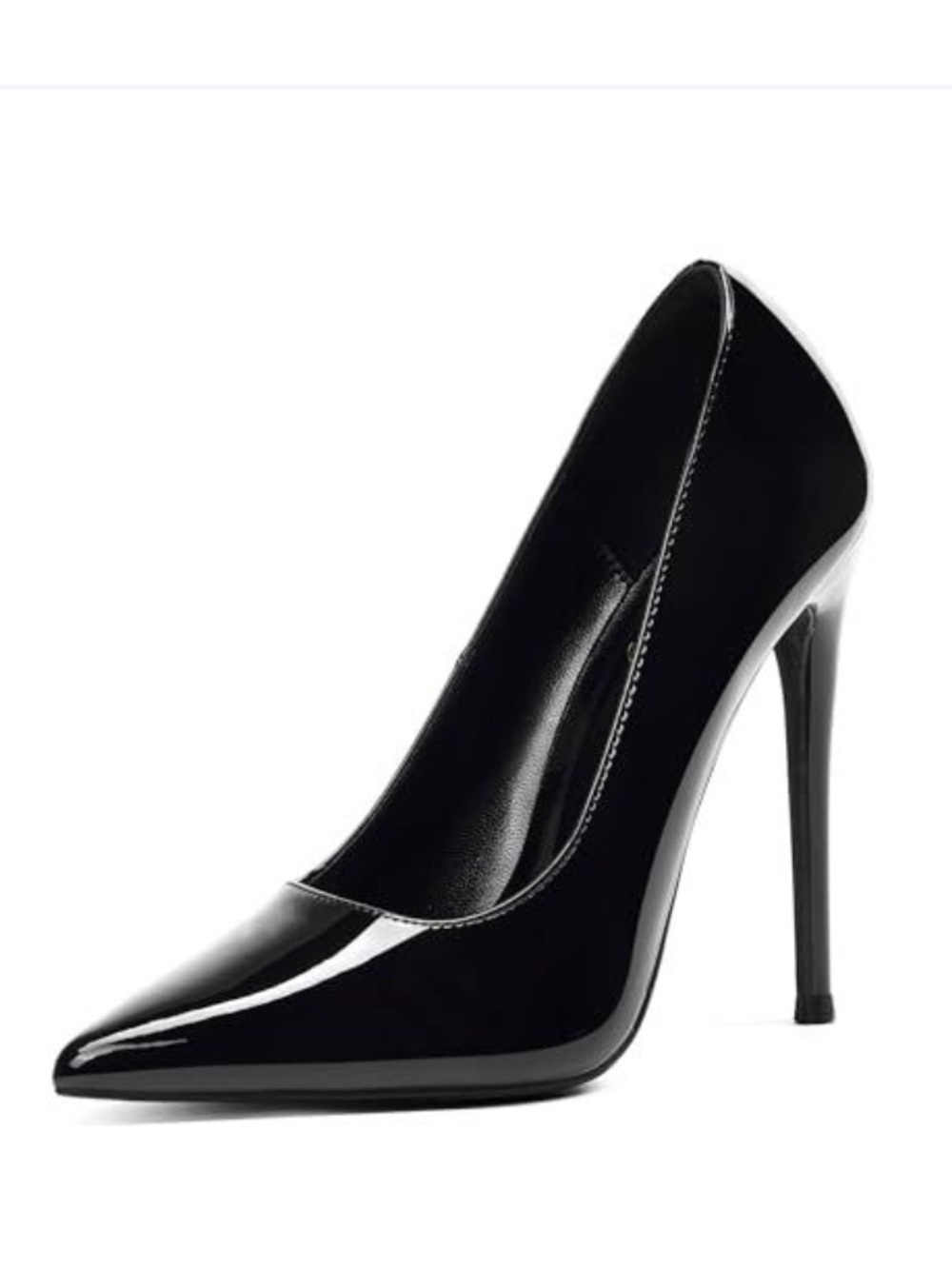 Patent Black Pointed Stiletto Pumps - Elisabet Tang